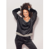 Dámska čierna mikina so sivými kontrastnými prvkami 13097