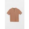 Detské polo tričko s prímesou ľanu United Colors of Benetton 104NH3001.P.Seasonal hnedá 116
