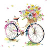 servítka na decoupage bicykel s kvetmi 1ks