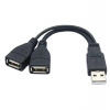 PremiumCord USB 2.0 kabel A/Male to A/Female (data+nabíjení) + A/Female (nabíjení) 15cm (ku2y03)