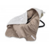 Zateplená zavinovacia deka s kapucňou, bavlna, 90 x 90 cm - béžová so vzorom