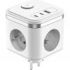 Viking síťový adaptér Y33, 3x 230 V, 1x USB-A, 2x USB-C, tlačítko ON/OFF, bílá VY33W