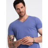 Ombre BASIC men's cotton classic tee with v-neck - purple modrá L Ombre 5902228134701