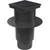 Vpusť kanalizačné spodné D 110 mm, golier, suchá klapka, liatinová mriežka, čierna, ENPRO