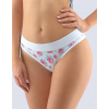 GINA Dámske bavlnené bokové nohavičky brazilky so šitým lemom | 16159P - biela ružovofialová, 34/36