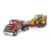 Bruder 2813 Nákladní auto Mack Granit s návěsem + bagr JCB 4CX