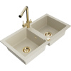 Mexen Mario granitový dvojkomorový kuchynský drez s batériou Duero, béžový - 6504-69-671600-50