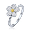 MINET Detský strieborný prsteň v tvare kvietka so žltým a bielym zirkónom, veľkosť 55 JMAD0067SR55