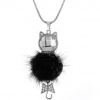 Náhrdelník Mačka Pompom strieborná