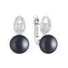 Gaura Pearls Stříbrné náušnice s černou 10 mm perlou Noema - stříbro 925/1000 SK25473EL/B Stříbrná Černá
