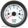 AUTOSTYLE Classic white otáčkomer -- rozsah 0-8000RPM montážny priemer 52 mm -- zelené osvetlenie čísel