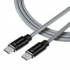 Kábel Tactical KP31192 Aramid extra pevný USB-C/USB-C, 100W, 20V/5A, 0,3m, sivý