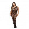 Baci Lingerie Baci - One Shoulder Crotchless Fishnet Catsuit - Curvy Queen Size (46 - 52) černá