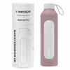 Motivačná sklenená fľaša na vodu 1l Wessper B1 BOROSILICATE Dusty Rose