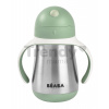 Fľaša Bidon s dvojitými stenami Stainless Steel Straw Cup Beaba Sage Green 250 ml z nehrdzavejúcej ocele zelená od 8 mes