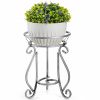 Kovový kvetináč 37 cm strieborný Stojan na kvetináč dekoratívny 37 cm na kvety
