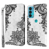 Peňaženkové kožené puzdro Painting Pattern na Motorola Moto E20 / E30 / E40 - Diagonal Black Flower