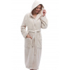 Béžový dámský dlouhý froté župan s kapucí 1ZF3069 béžová XXL + První výměna zboží zdarma.