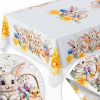 Veľkonočný teflónový obrus – Zajačiky, kuriatka a košíky s vajíčkami Veľkosť: 140x240 cm na sviatočné jarné stolovanie