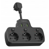 Rozdeľovač napájacej lišty multifunkčný AC-USB Ineox LZW-3UB - čierny