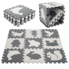 KIK Kontrastné penové puzzle 85 cm x 85 cm 9 ks čierna krémová