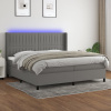 Posteľ boxsping s matracom a LED tmavosivá 200x200 cm látka-ForU-3138502