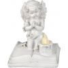 MagicHome Dekorácia MagicHome, Modliaci anjelik na knihe, LED, polyresin, na hrob, 11,5x7,5x13,5 cm