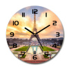 Sklenené hodiny okrúhle Eiffelova veža Paríž fi 30 cm