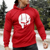 Fitness mikina bez zipsu Iron Aesthetics SKULL, červená, Farba Červená, Veľkosť 3XL
