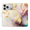 Flip pouzdro iSaprio - Apple iPhone 17 Pro - Gold Leaves 02 s kapsičkami na karty (Flipové knížkové pouzdro, obal, kryt iSaprio s přihrádkami na karty a motivem)