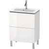 DURAVIT L-Cube stojaca skrinka pod umývadlo Compact na nožičkách, 2 zásuvky, 620 x 391 x 856 mm, biela vysoký lesk, LC667302222