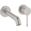 GROHE Essence 2-otvorová páková umývadlová batéria pod omietku, pre nástennú montáž, s rozetami, výtok 183 mm, Supersteel, 19408DC1