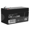 Green Cell AGM VRLA 12V 1.2Ah maintenance-free battery for the alarm system, cash register, toys