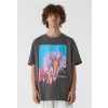 LY TEE - BLURRED FLOWERS - darkgrey XL