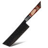 IZMAEL Damaškový kuchynský nôž Enjin Nakiri/Červená/Hnedá 18.2 cm
