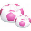 ABC CONNECT Sedací vak lopta 100x100 cm + podnožník bielo ružová