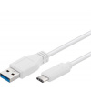 PremiumCord USB-C/male - USB 3.0 A/Male, bílý, 1m