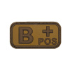 Klettabzeichen, braun/khaki, Blutgruppe ”B POS”, 3D (neurčen)