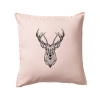Jeleň kresba - Vankúš 50x50 - 50x50 - Vrátane výplne ( Svetloružová )