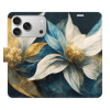 Flip pouzdro iSaprio - Apple iPhone 17 Pro - Gold Flowers s kapsičkami na karty (Flipové knížkové pouzdro, obal, kryt iSaprio s přihrádkami na karty a motivem)