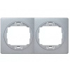 Dvojitý rámik EON - horizontálny, strieborný so strieborným držiakom E6701.SS