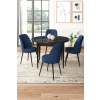 Dining Table & Chairs Set (5 Pieces) Tor - Black Marble, Navy Blue