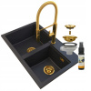 Kuchynská batéria - Čierna žulová umývadlo Hektor batéria sifón zlatý sifón (Kuchynská batéria - Čierna žulová umývadlo Hektor batéria sifón zlatý sifón)