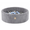 PLUSH NEST PLUSH NEST Suchý bazén okrúhly Menčester svetlo sivý Ø 90 × 30 cm s 200 loptičkami