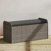 VidaXL Lavička s úložným priestorom a vankúšom, šedá, 115x51x52 cm, polyratan