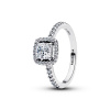 PANDORA stříbrný třpytivý prsten se čtvercovým středem 54 193555C02-54