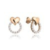 MINET JMAN0420RE00 - MINET Rose gold stříbrné náušnice se srdíčky LOVE s bílými zirkony