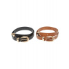 Chunky Buckle Loop Synthetic Leather Belt 2-Pack - black/gold+brown/gold L/XL