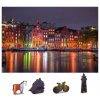 Puzzle Wooden city Drevené puzzle Nočná Amsterdam 2v1, 150 dielikov eko (5904151820140)
