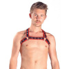 Kožený postroj Mister B X-Back Harness Premium červený L/XL, pánsky kožený harness